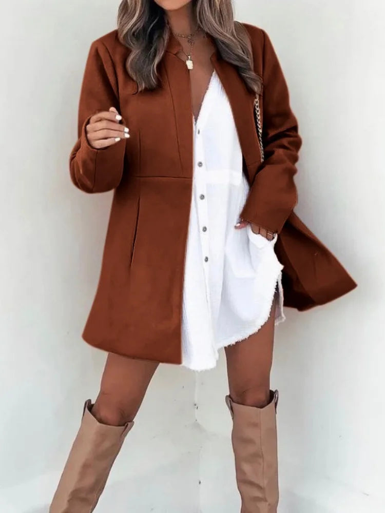 Long Sleeved Fashion Woolen Coat for Women
