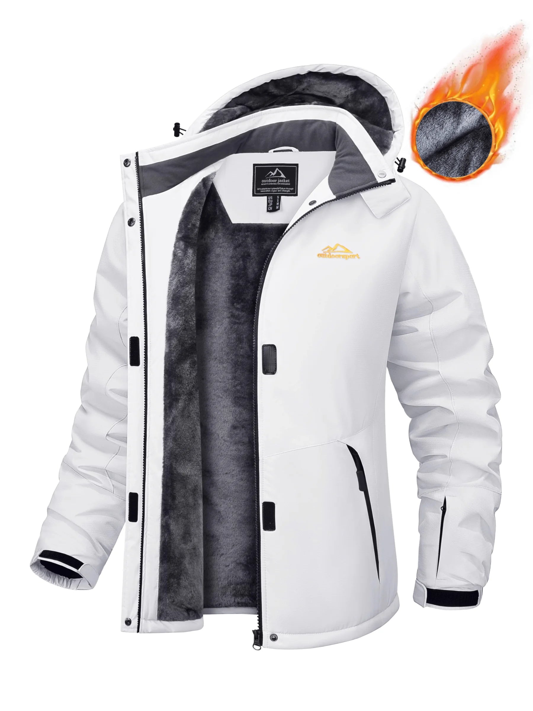Winter Fleece Lined Hooded Parka Jacket Womens