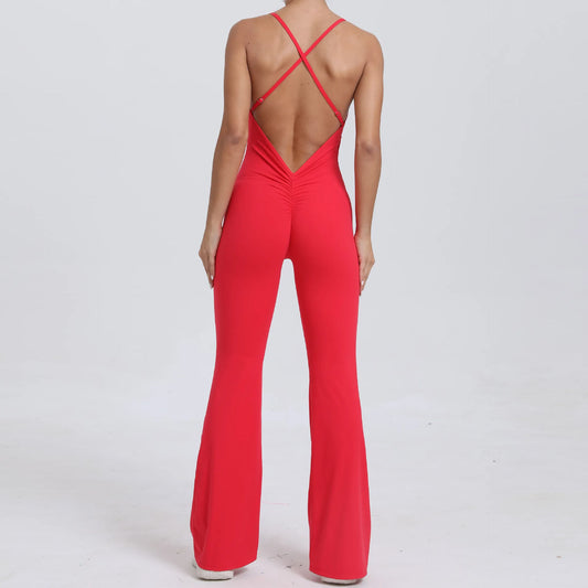 Female Sexy Back V Gym Suit Set Woman Training Yoga