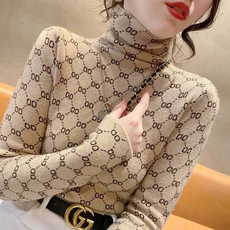 Autumn Winter New Vintage All-Match Long Sleeve Half High Collar Sweaters