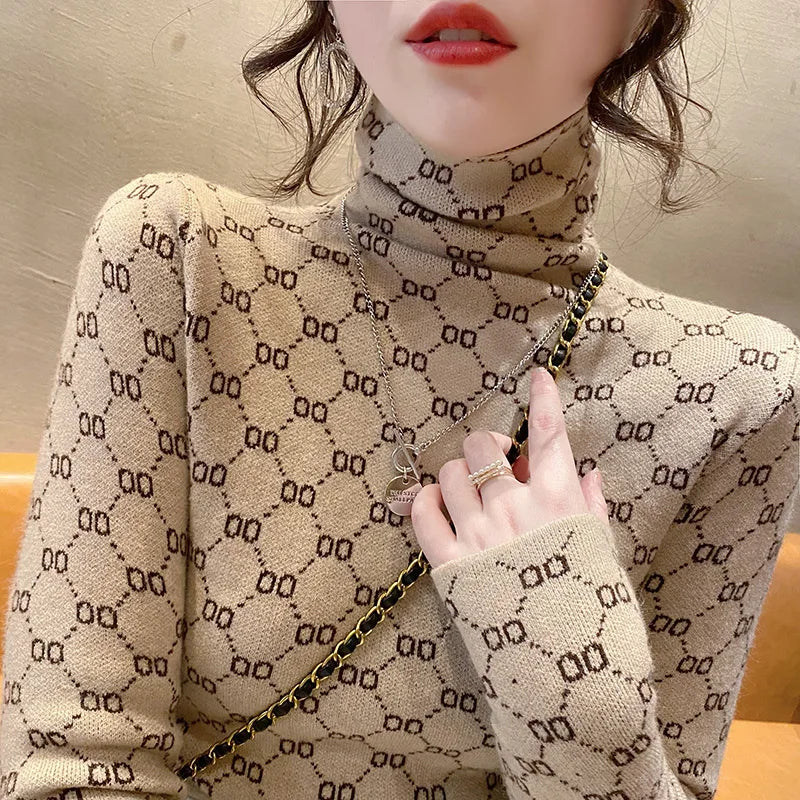 Autumn Winter New Vintage All-Match Long Sleeve Half High Collar Sweaters
