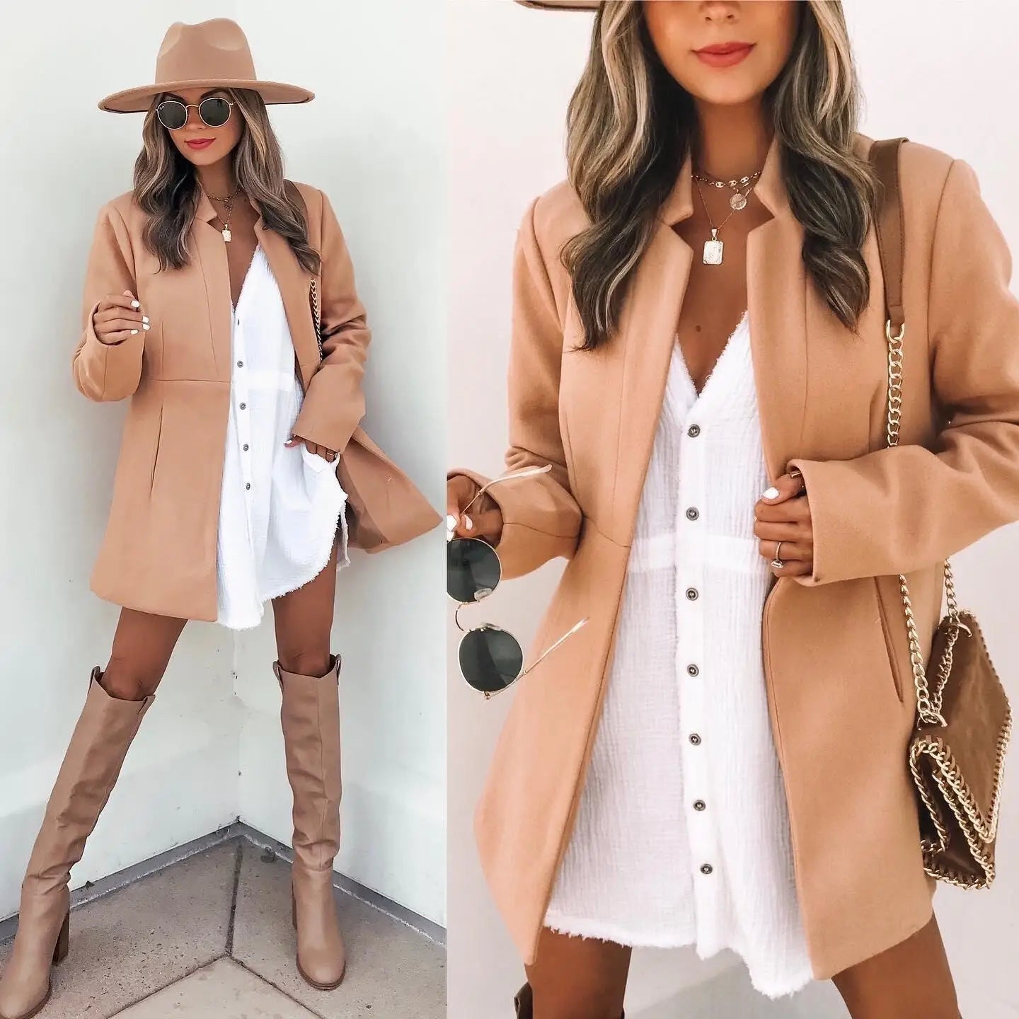 Long Sleeved Fashion Woolen Coat for Women