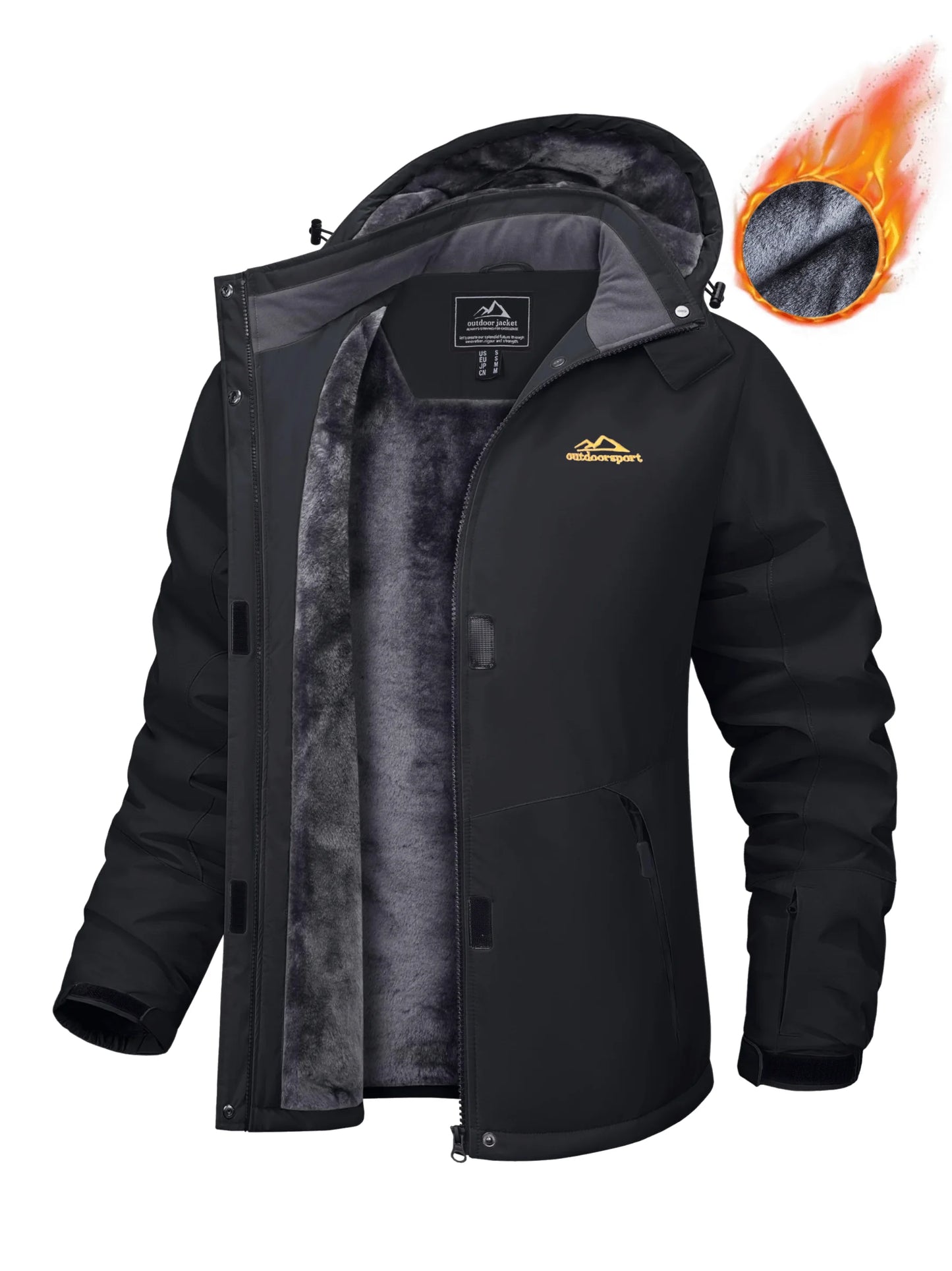 Winter Fleece Lined Hooded Parka Jacket Womens