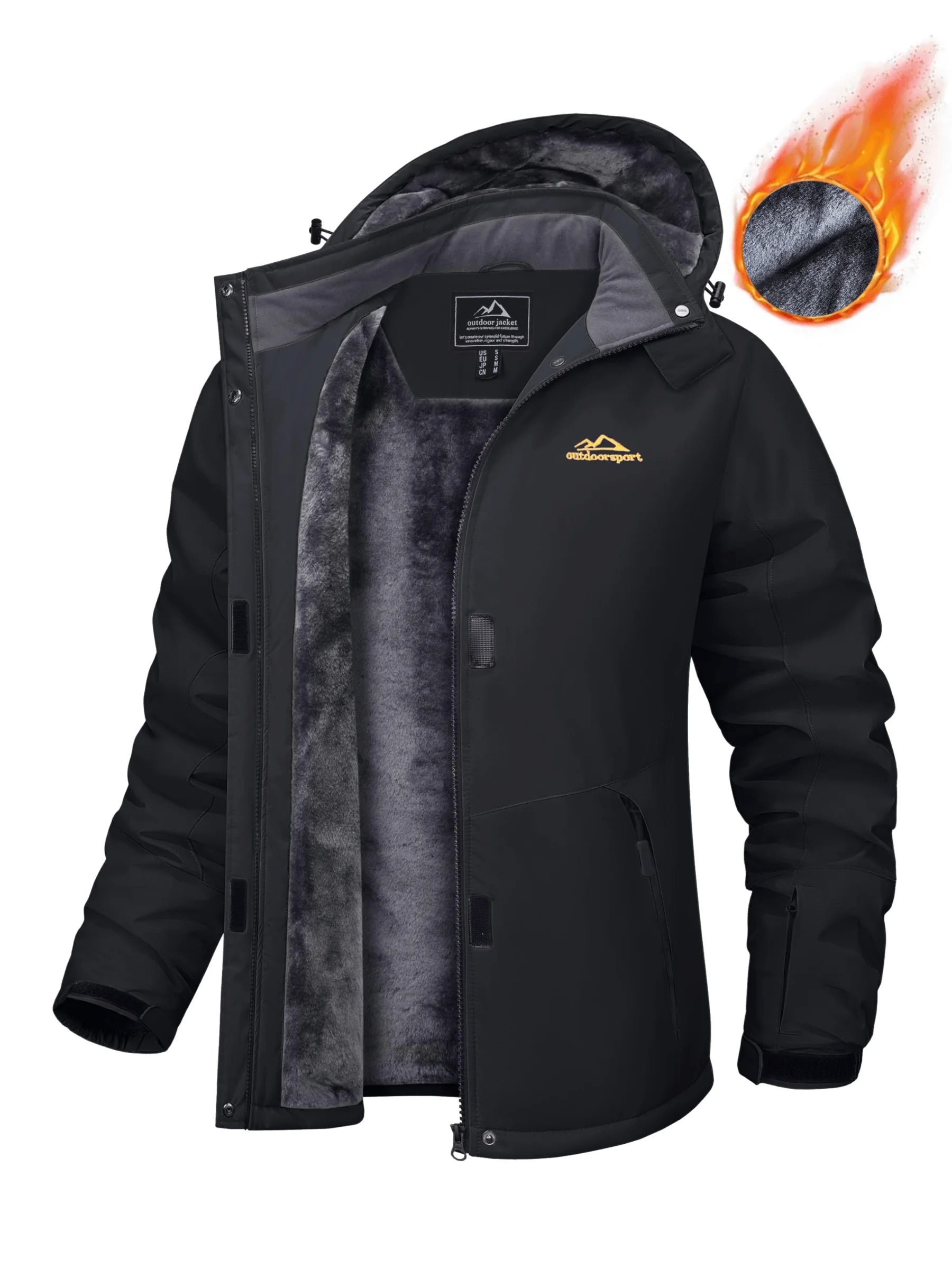 Winter Fleece Lined Hooded Parka Jacket Womens