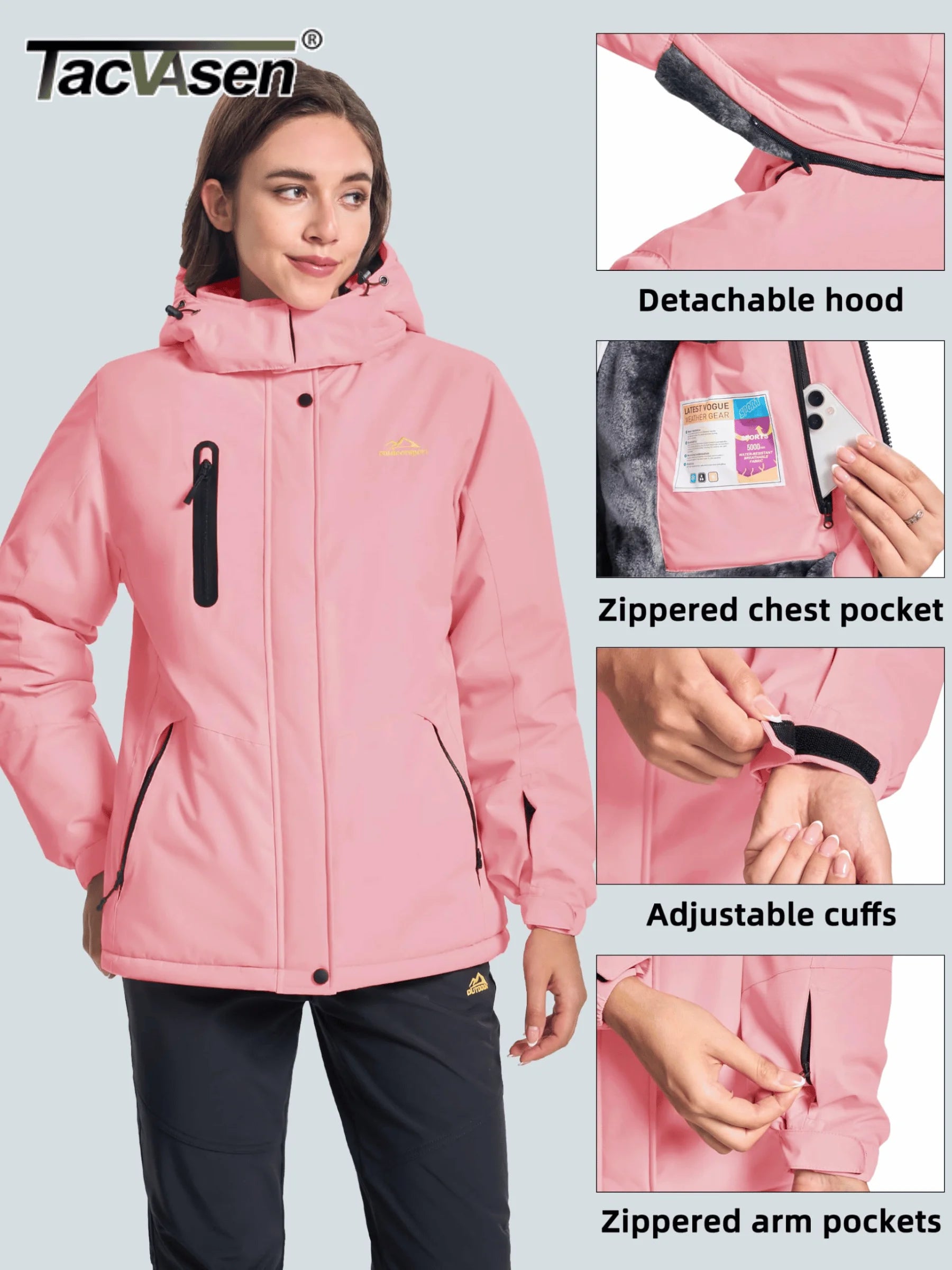 Winter Fleece Lined Hooded Parka Jacket Womens