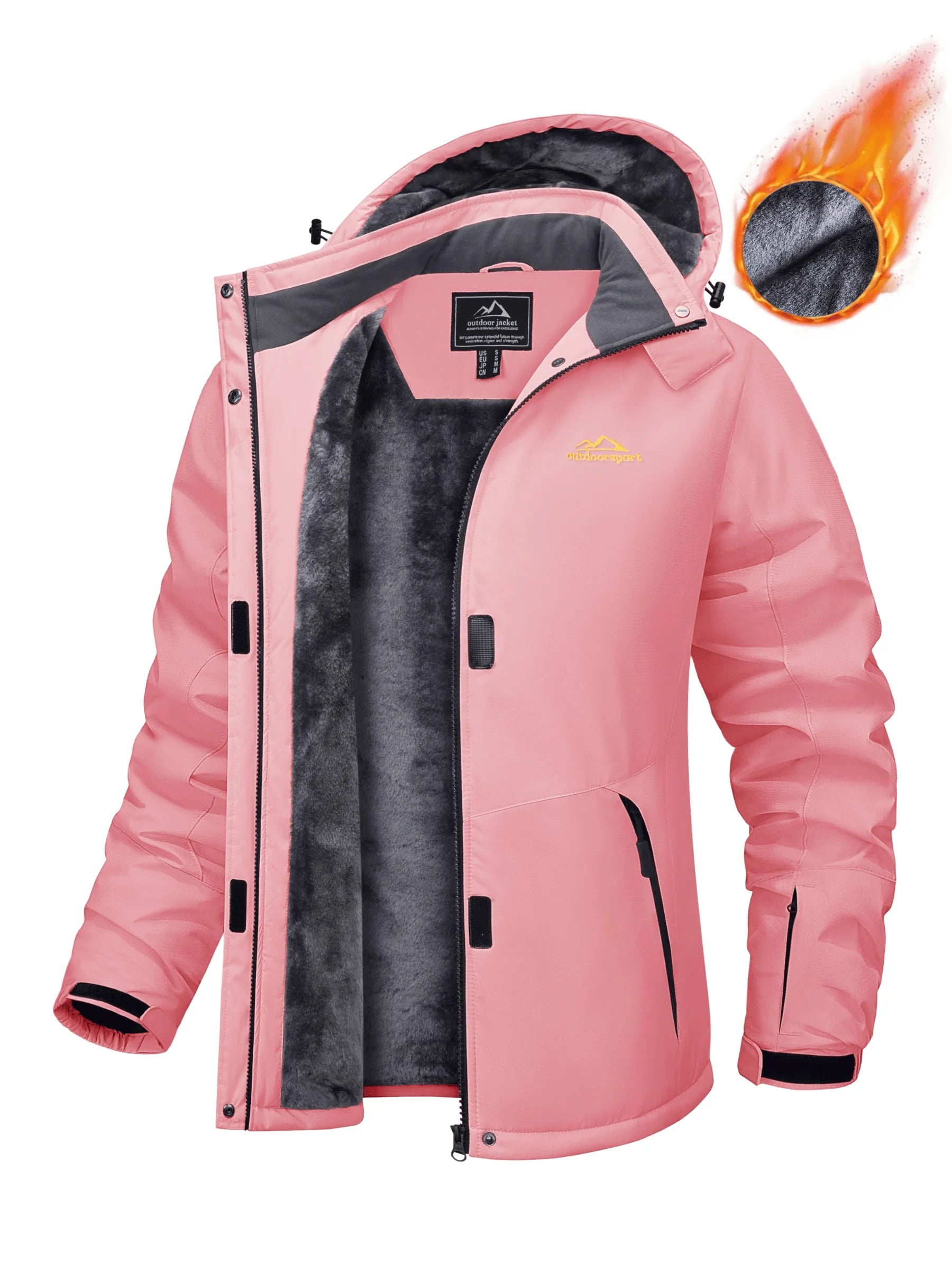 Winter Fleece Lined Hooded Parka Jacket Womens