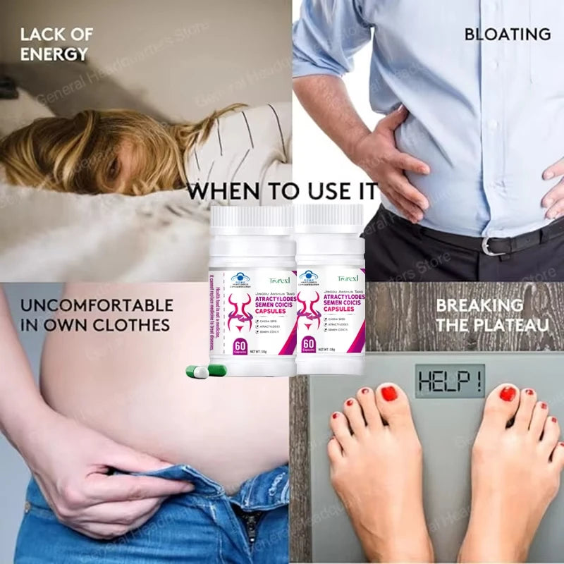 Revitalize Your Wellness with Herbal Cassia & Coix Seeds Capsules - Natural Appetite Regulator and Metabolism Booster for a Flatter Belly