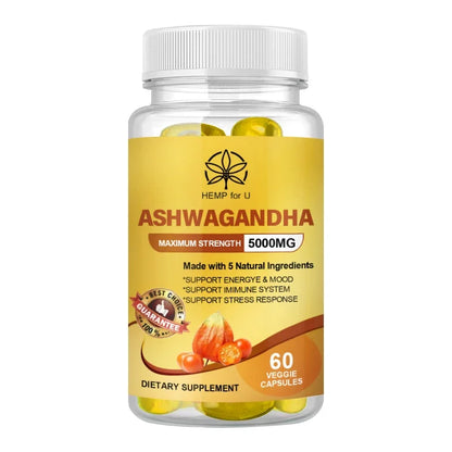 Organic Vegan Ashwagandha Extract Capsules for Insomnia People Deep Sleep Support Brain and Memory Health Relax Brain Nerves