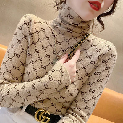 Autumn Winter New Vintage All-Match Long Sleeve Half High Collar Sweaters