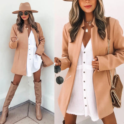 Long Sleeved Fashion Woolen Coat for Women