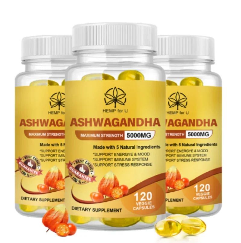 Organic Vegan Ashwagandha Extract Capsules for Insomnia People Deep Sleep Support Brain and Memory Health Relax Brain Nerves