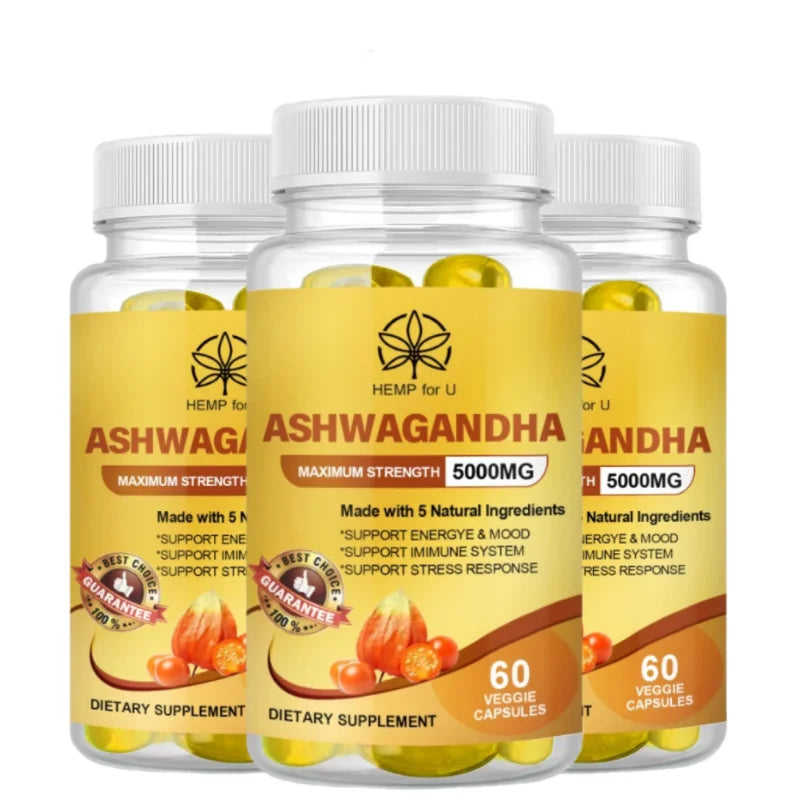 Organic Vegan Ashwagandha Extract Capsules for Insomnia People Deep Sleep Support Brain and Memory Health Relax Brain Nerves