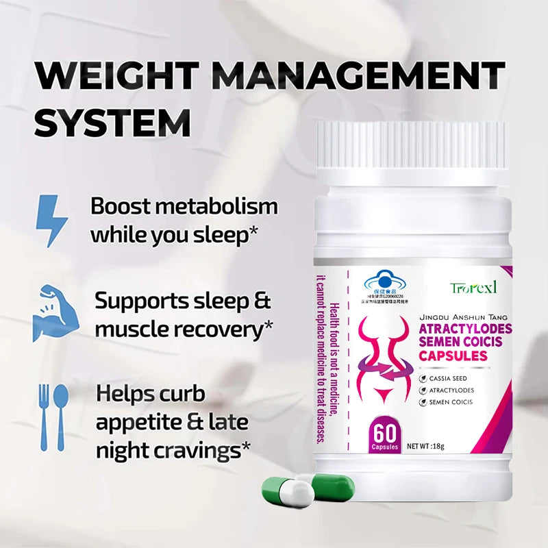 Revitalize Your Wellness with Herbal Cassia & Coix Seeds Capsules - Natural Appetite Regulator and Metabolism Booster for a Flatter Belly