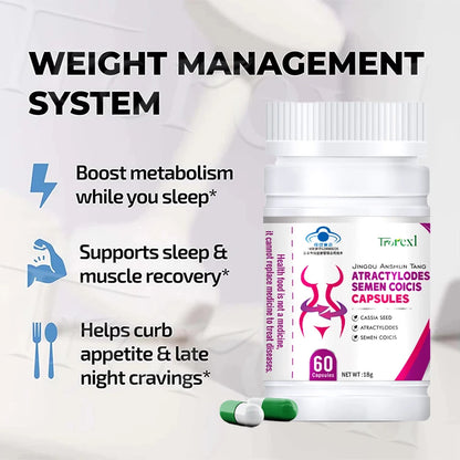 Revitalize Your Wellness with Herbal Cassia & Coix Seeds Capsules - Natural Appetite Regulator and Metabolism Booster for a Flatter Belly