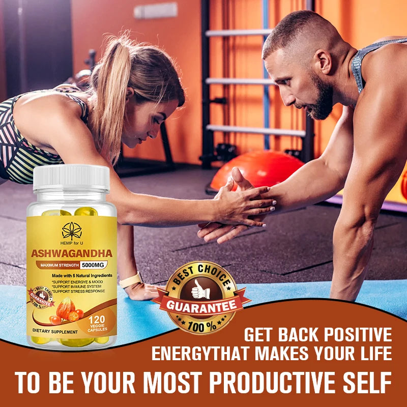 Organic Vegan Ashwagandha Extract Capsules for Insomnia People Deep Sleep Support Brain and Memory Health Relax Brain Nerves