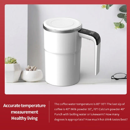 Automatic Coffee Stirring Cup, Stainless Steel Self-Stirring Coffee Cup with Lid, Automatic Stirring, LED Intelligent Display Temperature